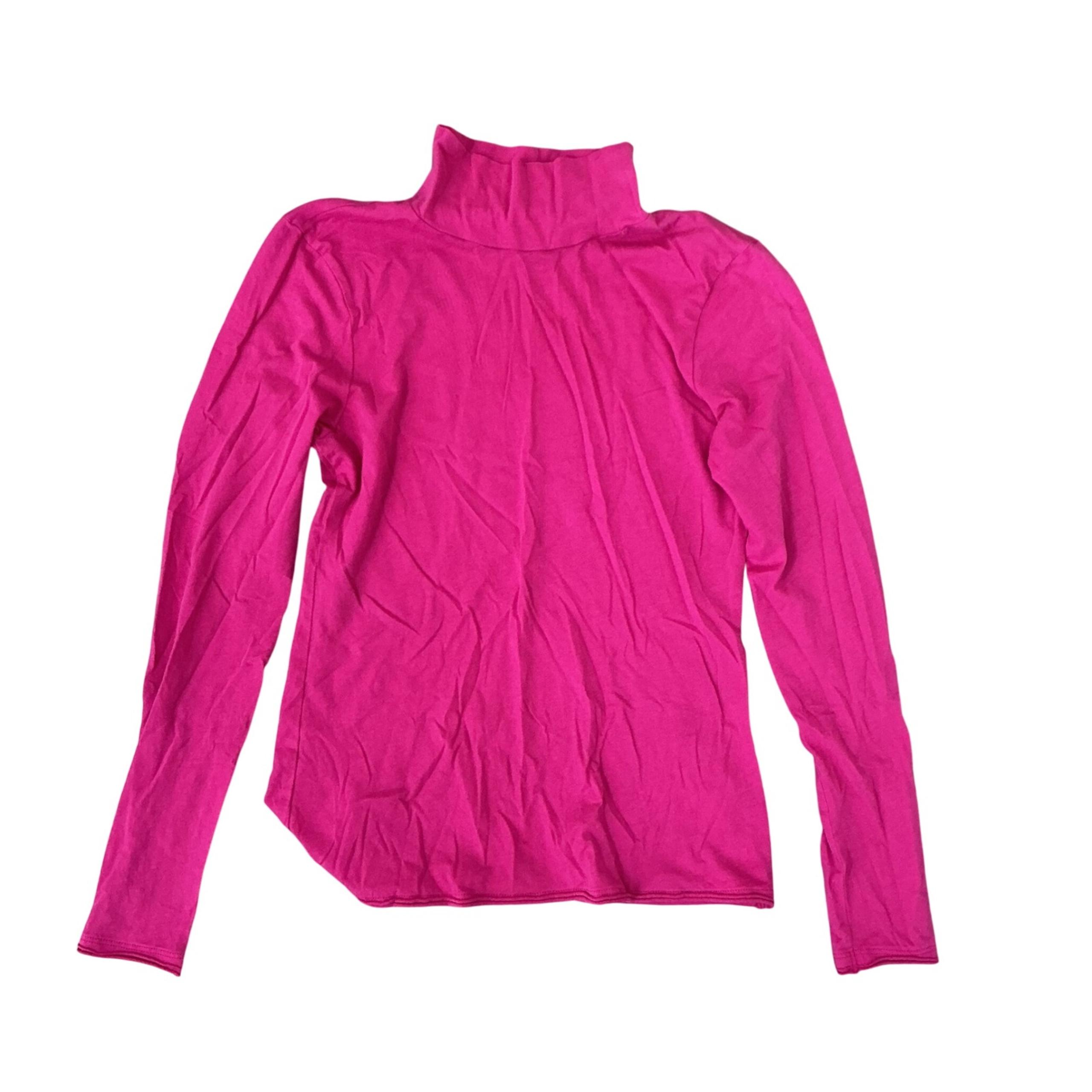 Anthropologie Turtleneck Top Long Sleeve Hot Pink Casual Fitted Size S