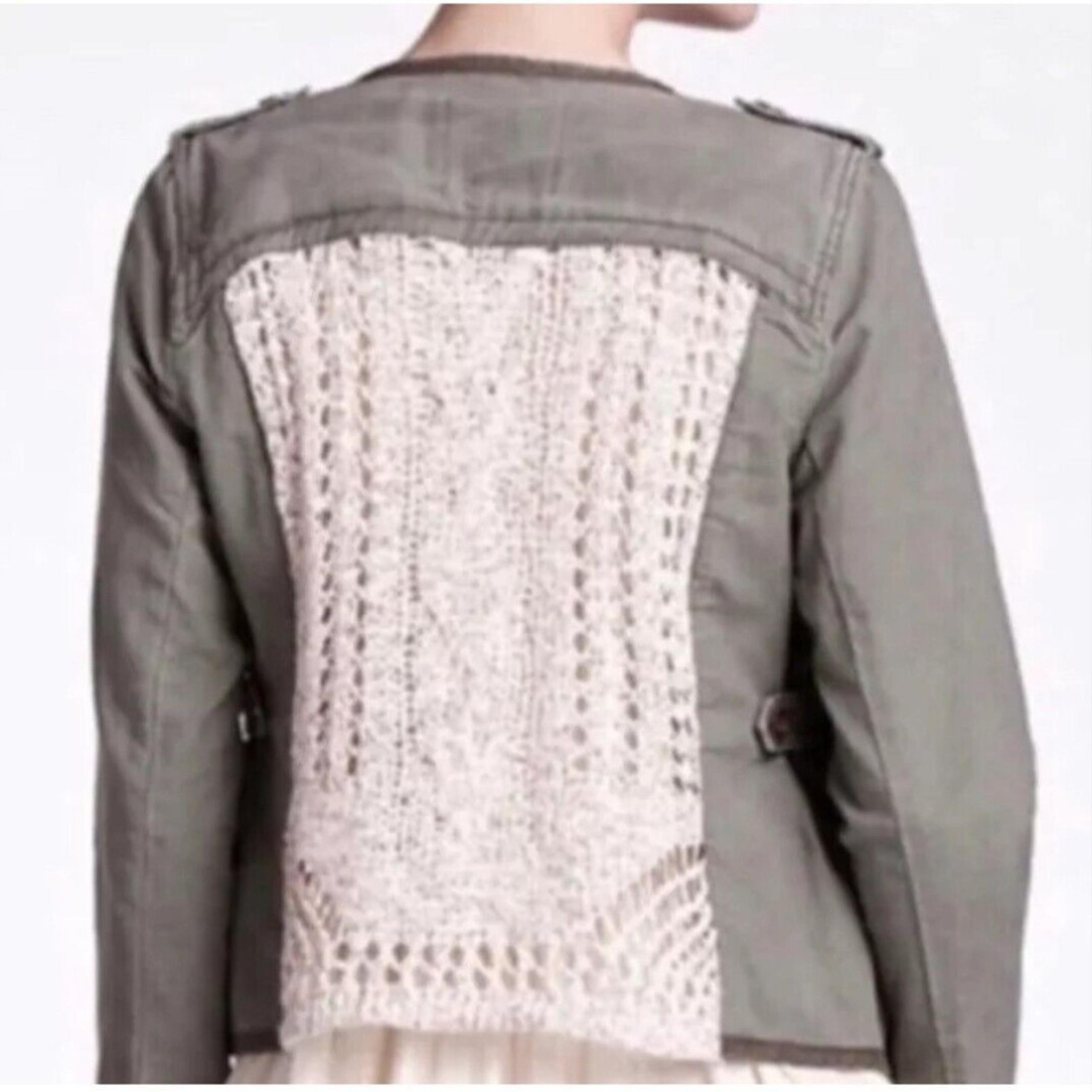 Daughters of the Liberation Crochet Back Jacket Anthropologie Full Zip Green M