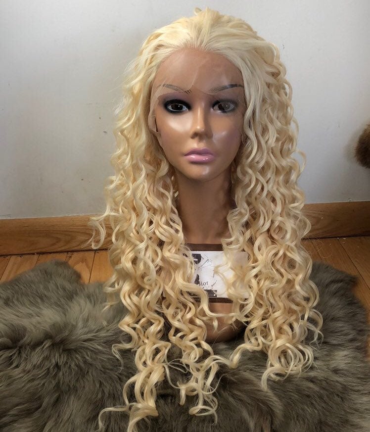 24” BLONDE CURLY WAVY LACEFRONT WIG *NEW
