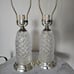 Vintage Pair of Beautiful Crystal Table Lamps 20.5 Tall (Set) 3- way Switch