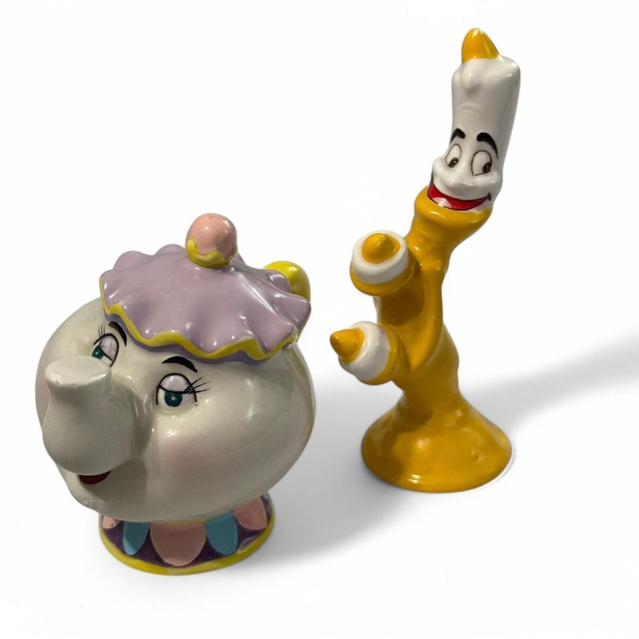 1990s lot of 2 Disney Beauty and the Beast Mrs Potts and Lumiere set 3.5 inch