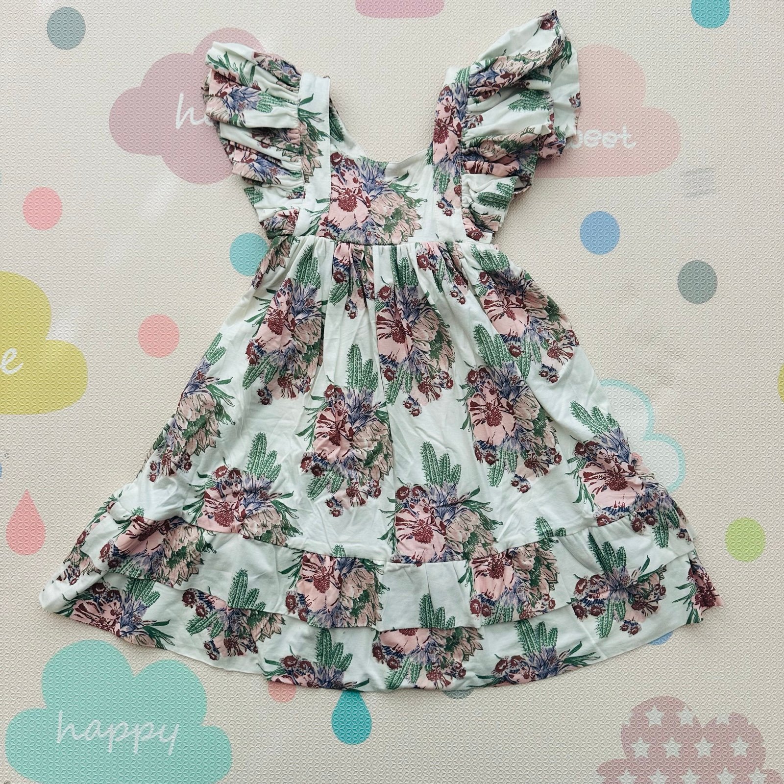Kate Quinn cactus Floral Ruffle Strap Dress