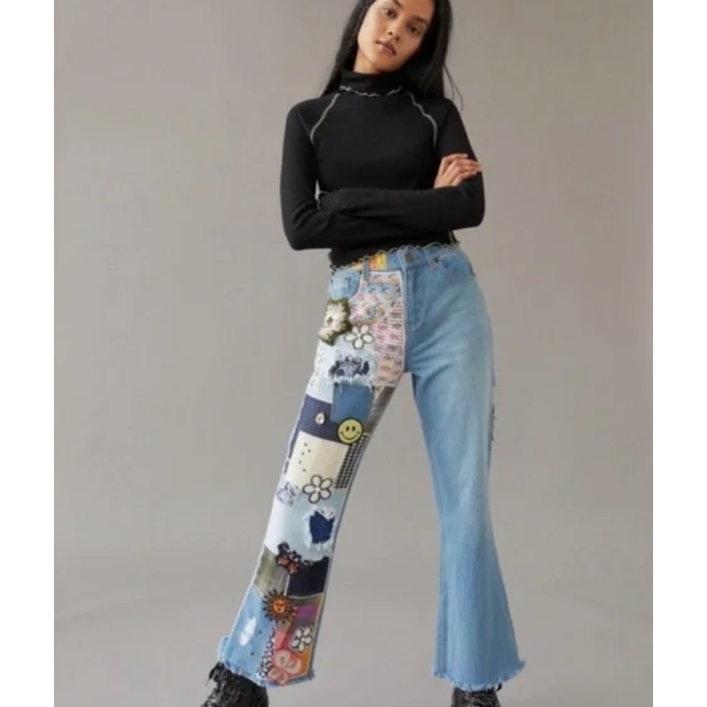BDG Urban Outfitters Flare Patchwork Jeans Women's Hippie 70s Size 29
