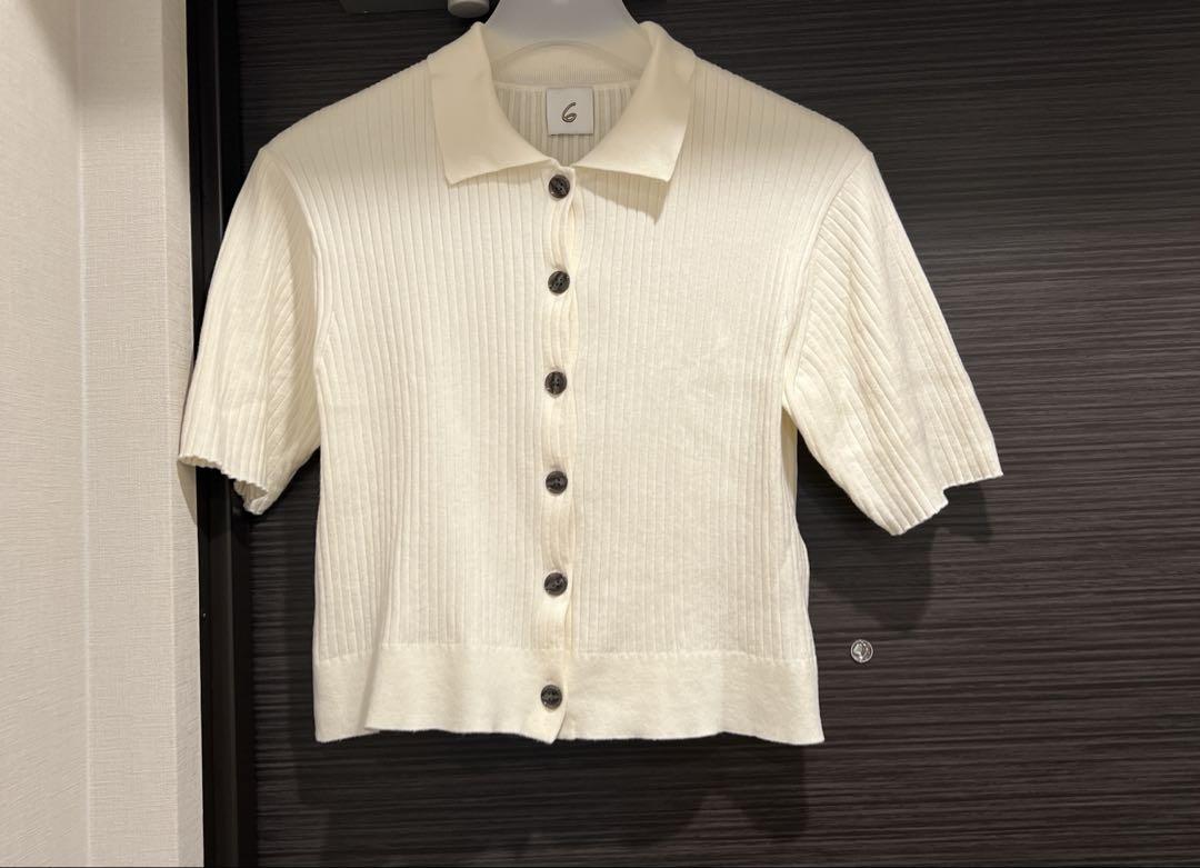 6(ROKU)＞ Ribbed Shirt Cardigan, Short Sleeve Polo shirt
