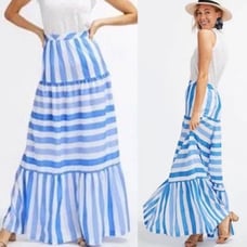 Vineyard vines tiled stripes maxi skirt Bimini blue & white XL
