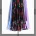【Brand New with Tags】ADELLY Long Pleated Skirt Floral Print Black Purple