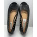 American Eagle Women Ballet Flats Black Shoes Faux Leather Cutout Peep Toe Sz 10