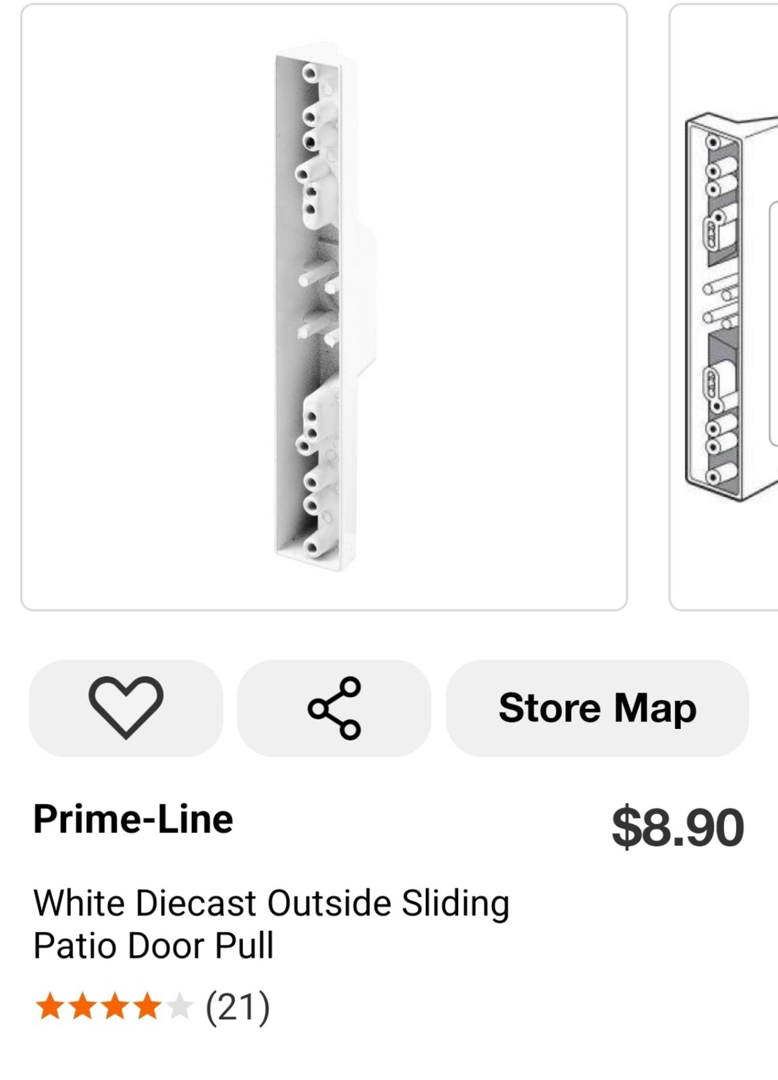 Prime-Line
White Diecast Outside Sliding Patio Door Pull