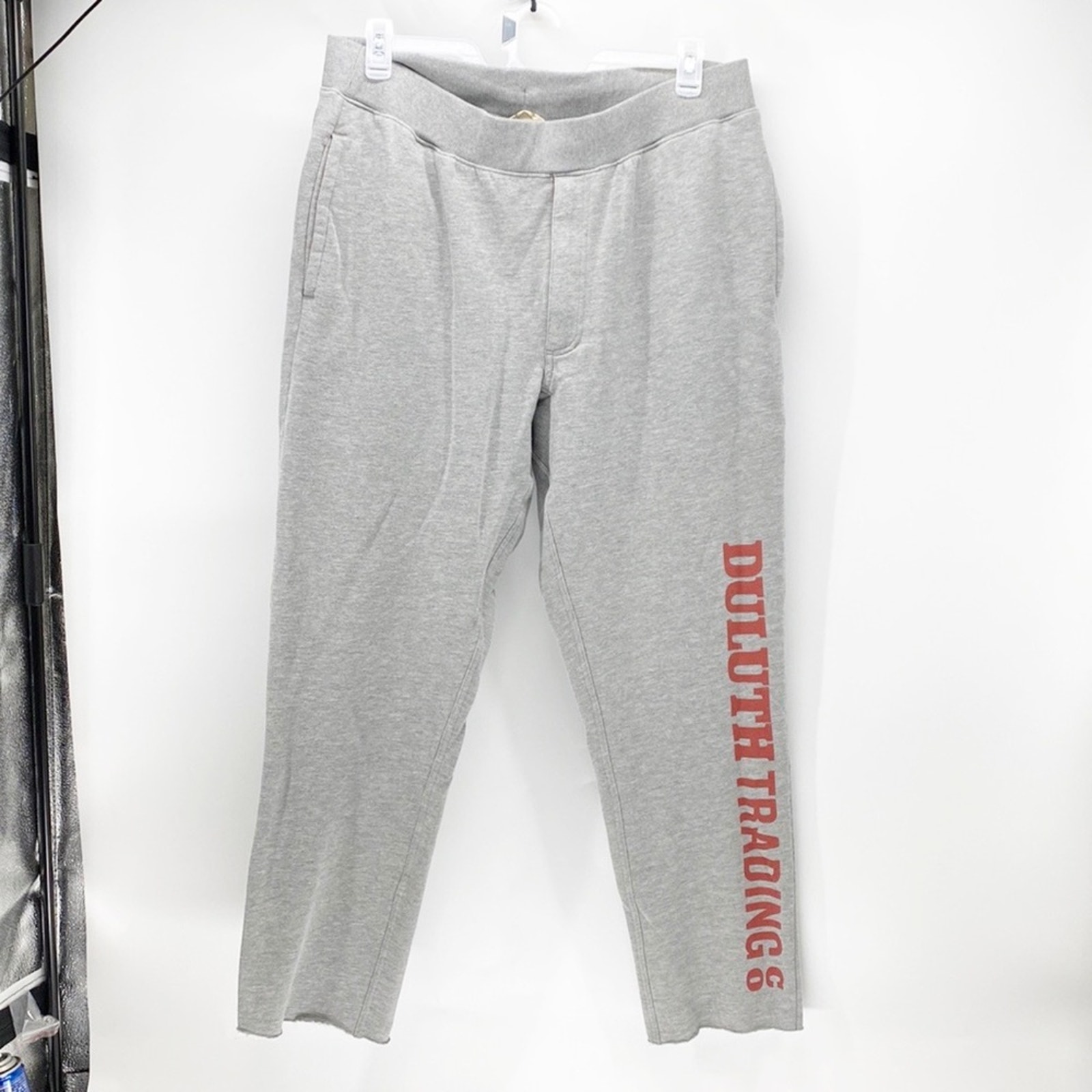 Duluth grey zipper raw hem pockets joggers athleisure workout casual sz XL