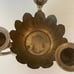 Vintage Three arm brass Lotus flower bowl candelabra with flower frog insert