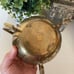 Vintage Three arm brass Lotus flower bowl candelabra with flower frog insert