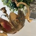 Vintage Three arm brass Lotus flower bowl candelabra with flower frog insert