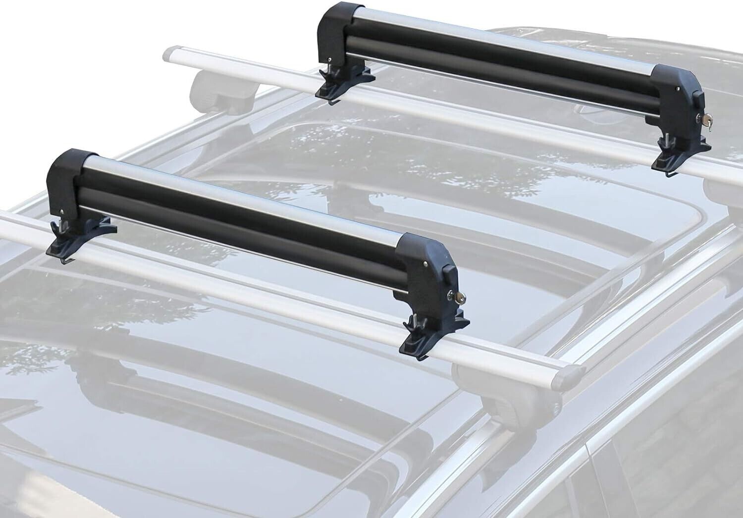 Leader Accessories Car Ski Snowboard Universal Roof Racks 2 Cross Bars Deluxe