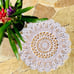 New Handmade crochet large mandala table and white cloth beige round 17”