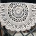 New Handmade crochet large mandala table and white cloth beige round 17”