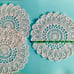 New Handmade crochet large mandala table and white cloth beige round 17”