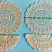 New Handmade crochet large mandala table and white cloth beige round 17”