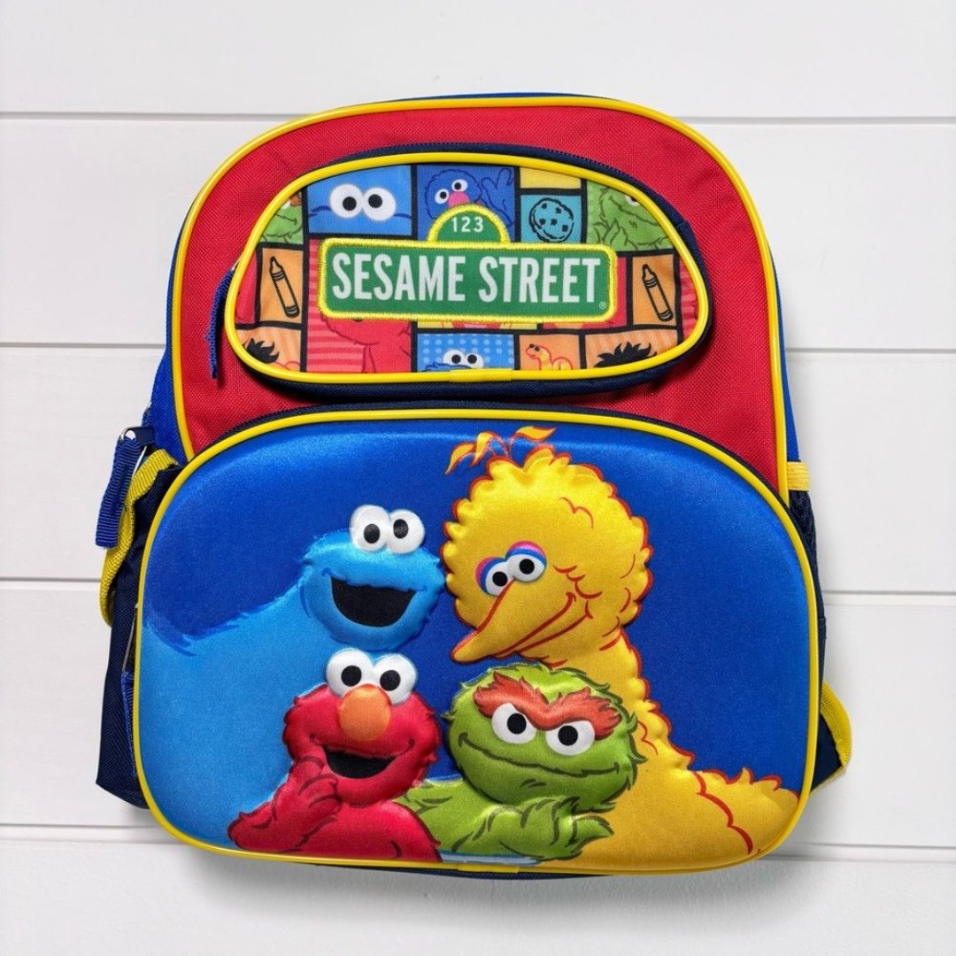 Sesame Street 3D Embossed School Backpack 12 Elmo Bigbird Oscar