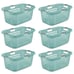 Ultra 2 Bushel Plastic Stackable Clothes Laundry Basket, Aqua (6 Pack)