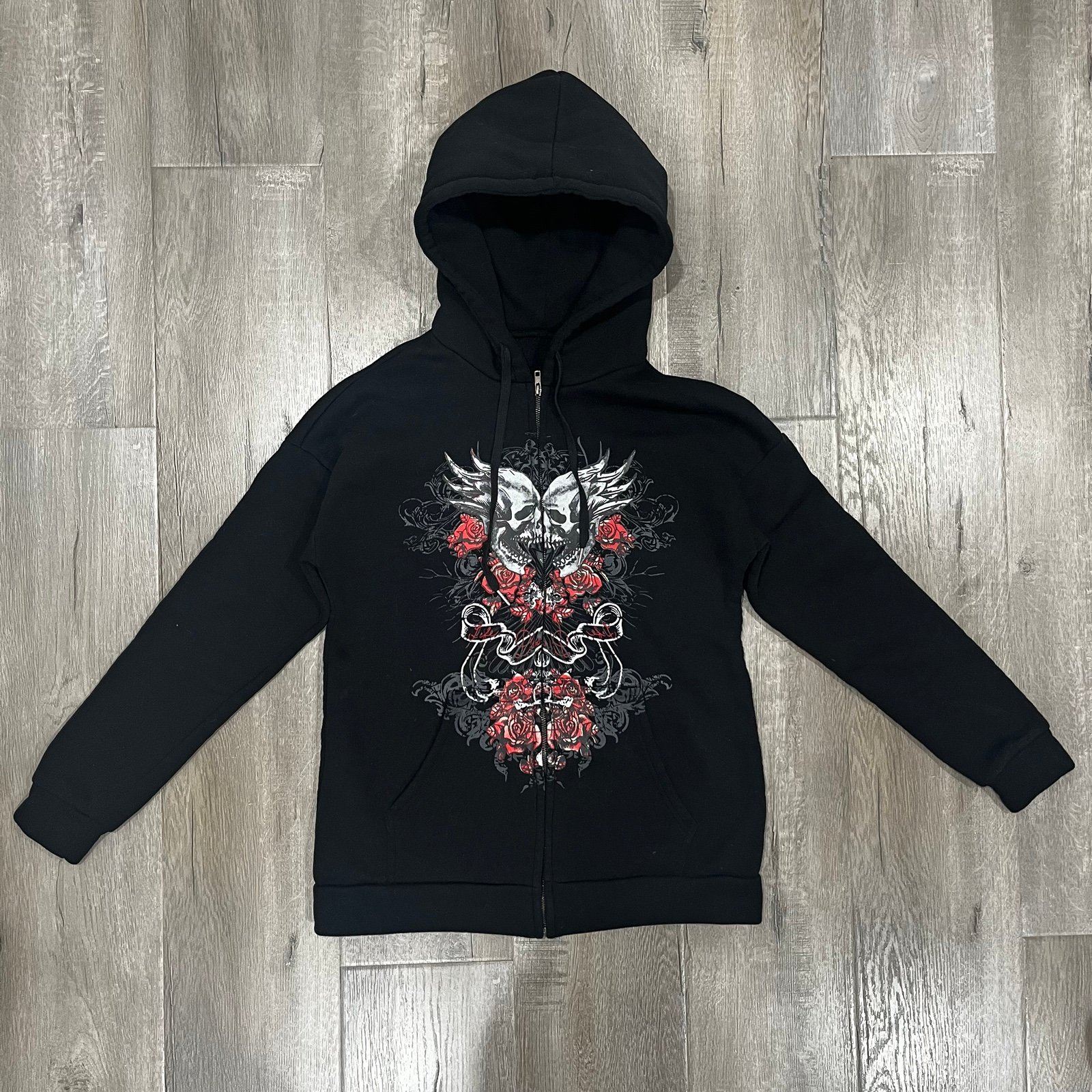 Vintage Y2K Black Skull Graphic Jacket
