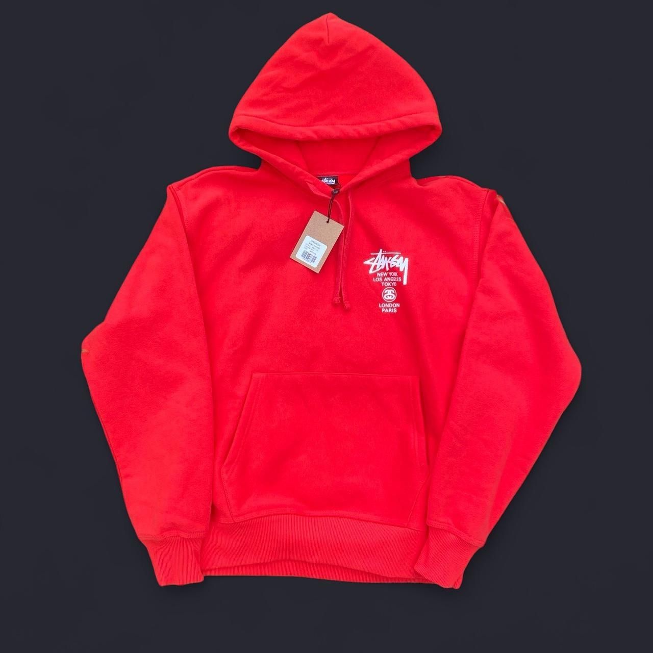Stussy Men's Red World Tour Hoodie
