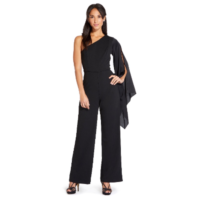 NWT Adrianna Papell One Shoulder Jumpsuit Black Size 6