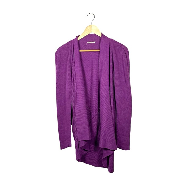 Eileen Fisher Women’s Open Linen Blend Ribbed Cardigan in Purple Size S/M