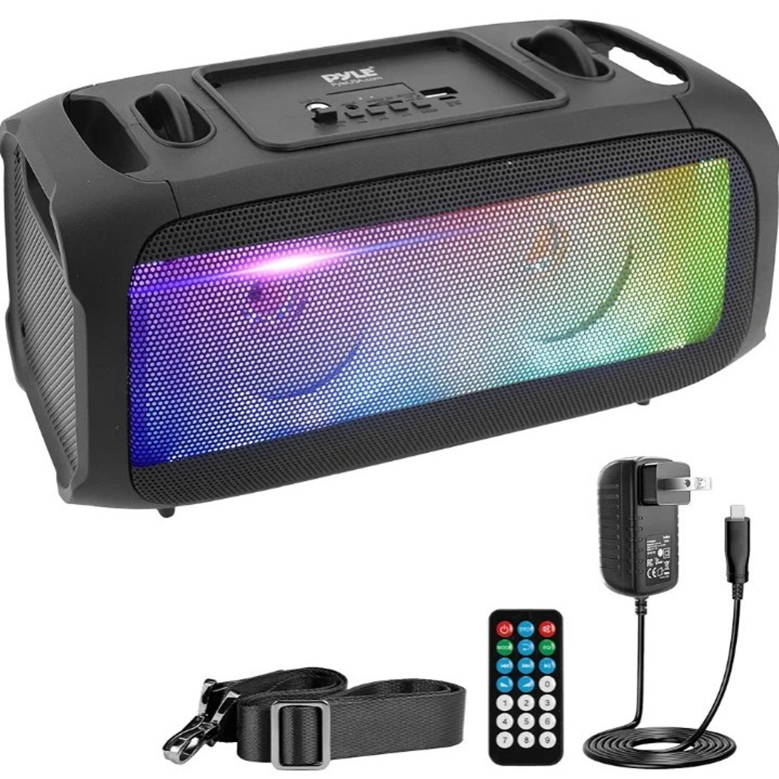 Pyle 120W Bluetooth Boombox Speaker – Flashing LED, USB, FM, AUX