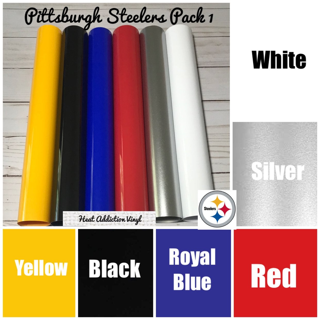 Iron On HTV Vinyl Pittsburgh NFL Pack 1