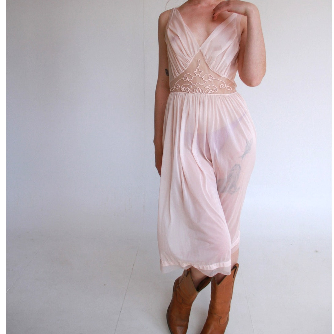 Vintage Saks Fifth Avenue Peach Nightgown Slip Dress