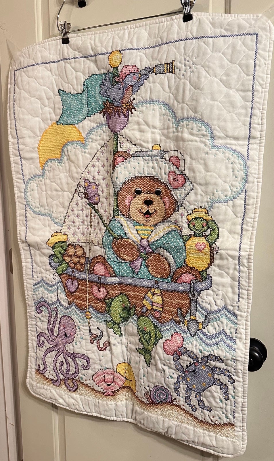 Vintage cross-stitch baby blankets