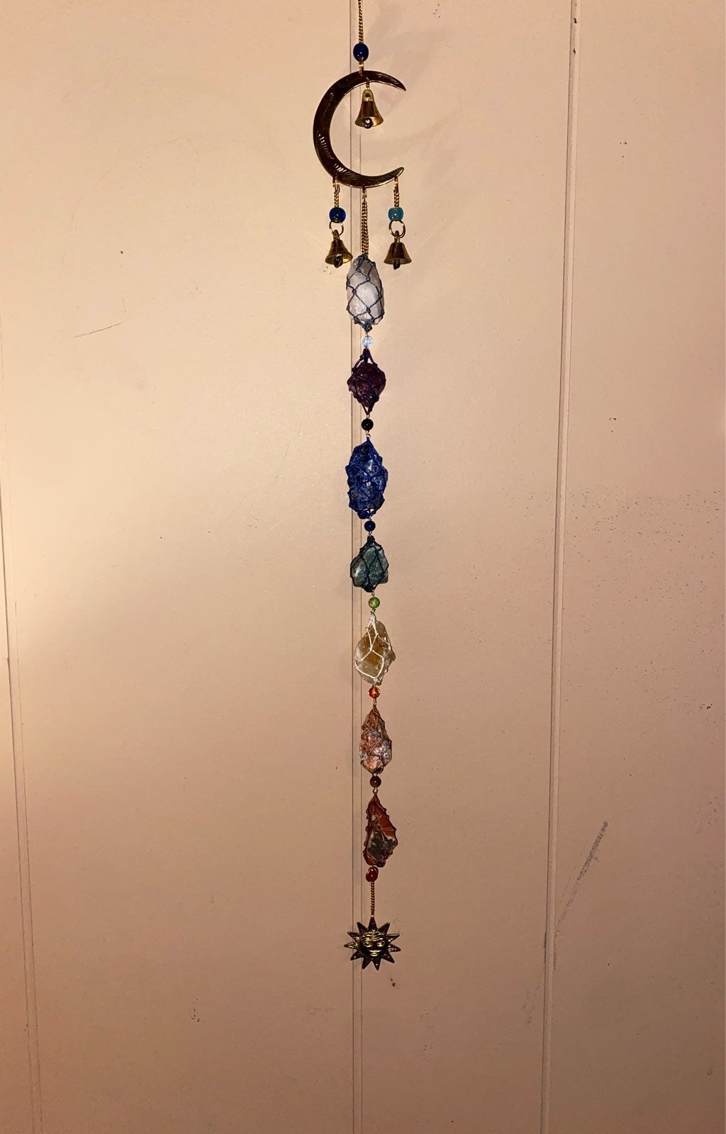 Macrame Wrapped Raw Gemstone Wall Hanging