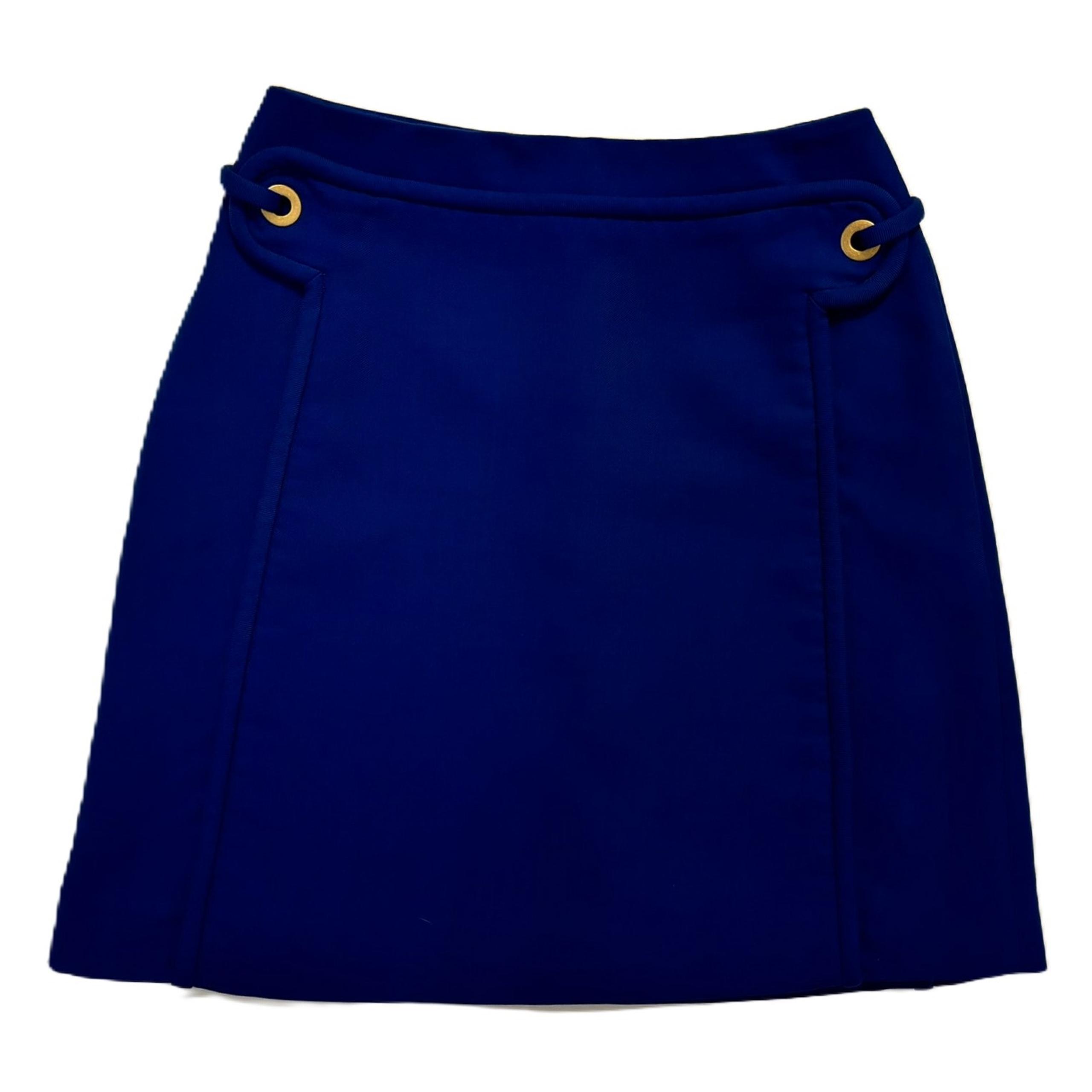 Tory Burch "Jane" Blue Dahlia Lined Wool Mini Skirt Size 2 with Pockets!