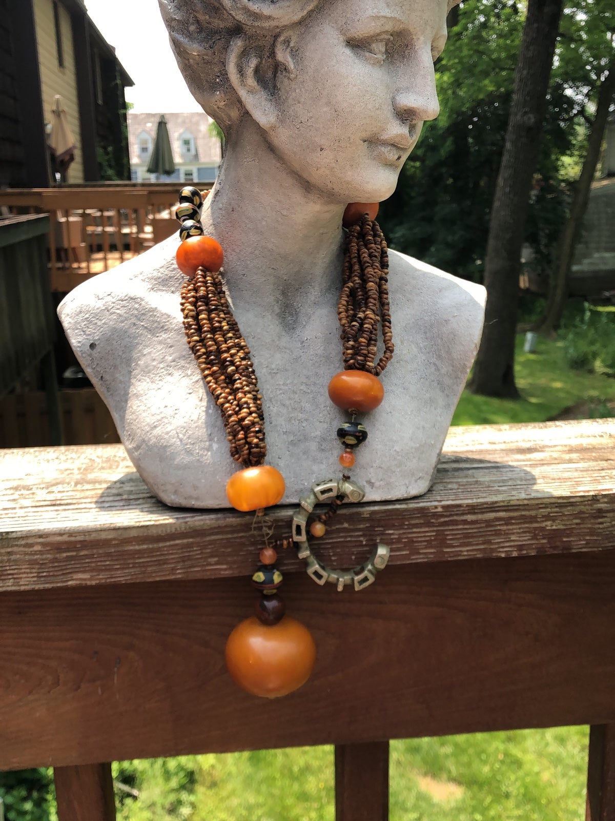 Heavy, vintage, bulky African/middle Eastern necklace with barrel closure