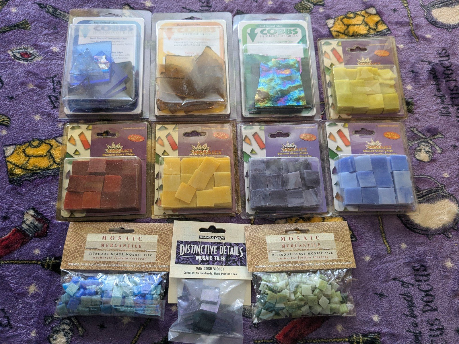 Stained Glass Mosaic Chips & Tiles Lot