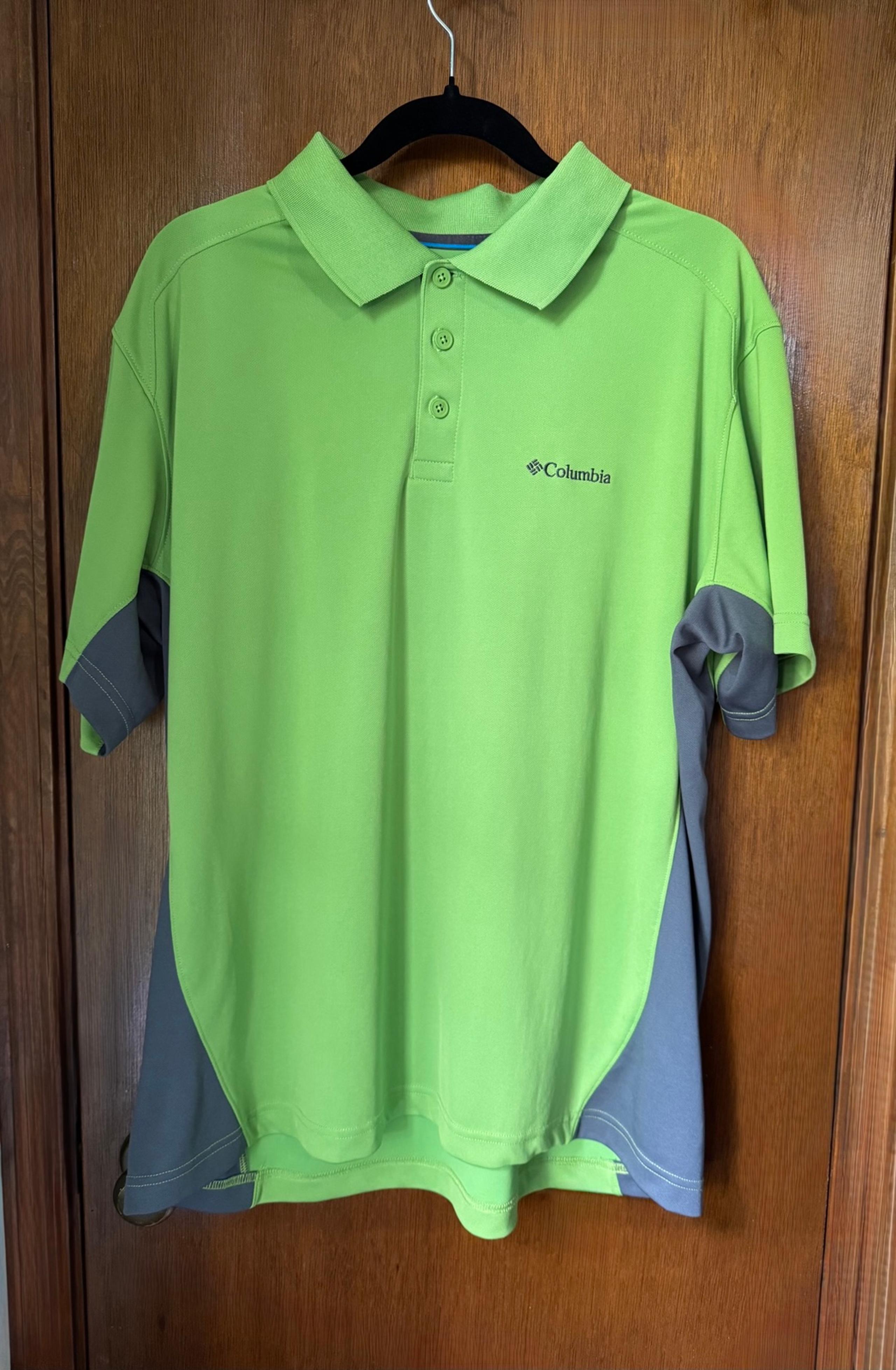 Columbia Men's Polo Shirt Short Sleeve Green/Gray Omni-shade