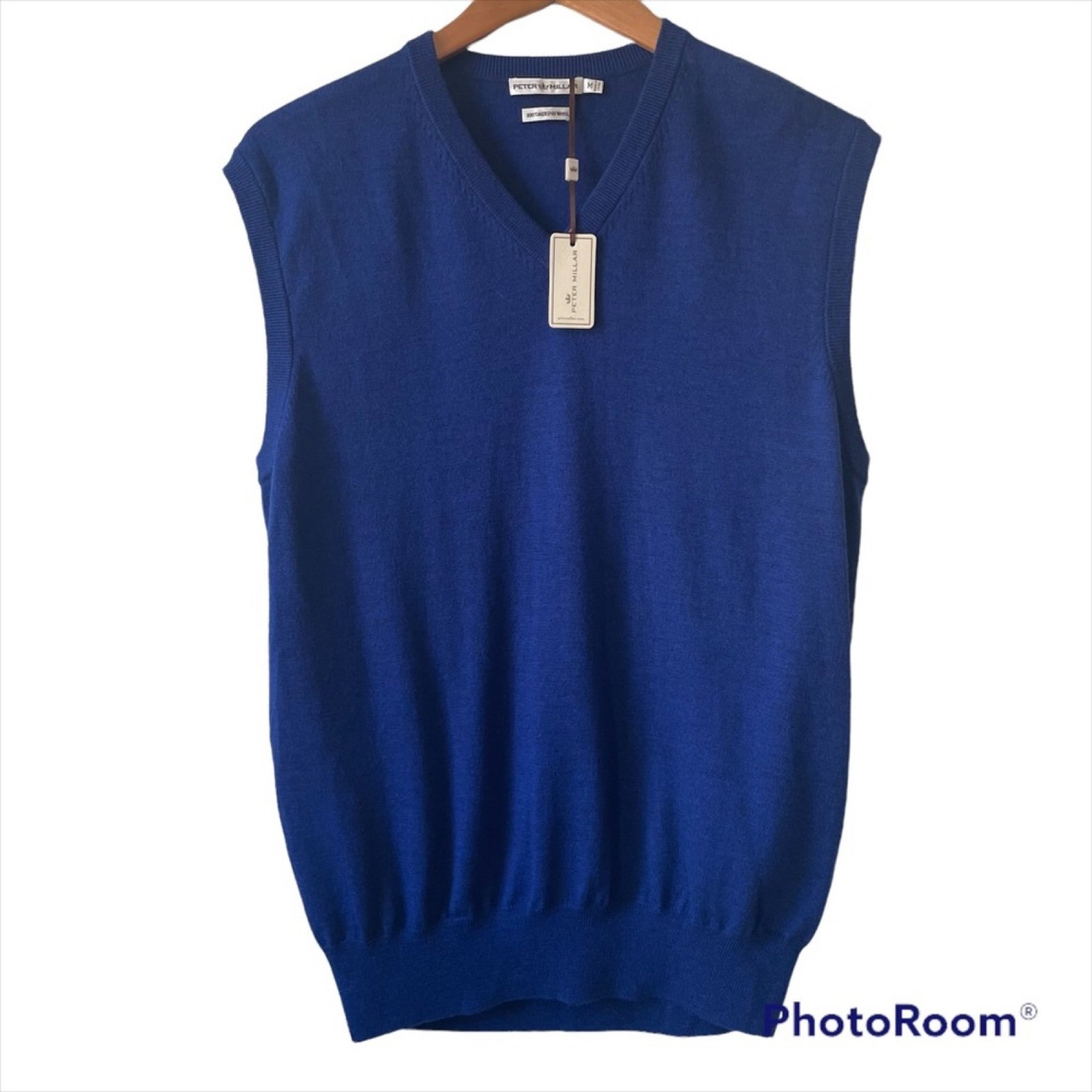 Shops NWT Peter Millar Royal Blue Merino Wool V-Neck Sweater Vest Medium