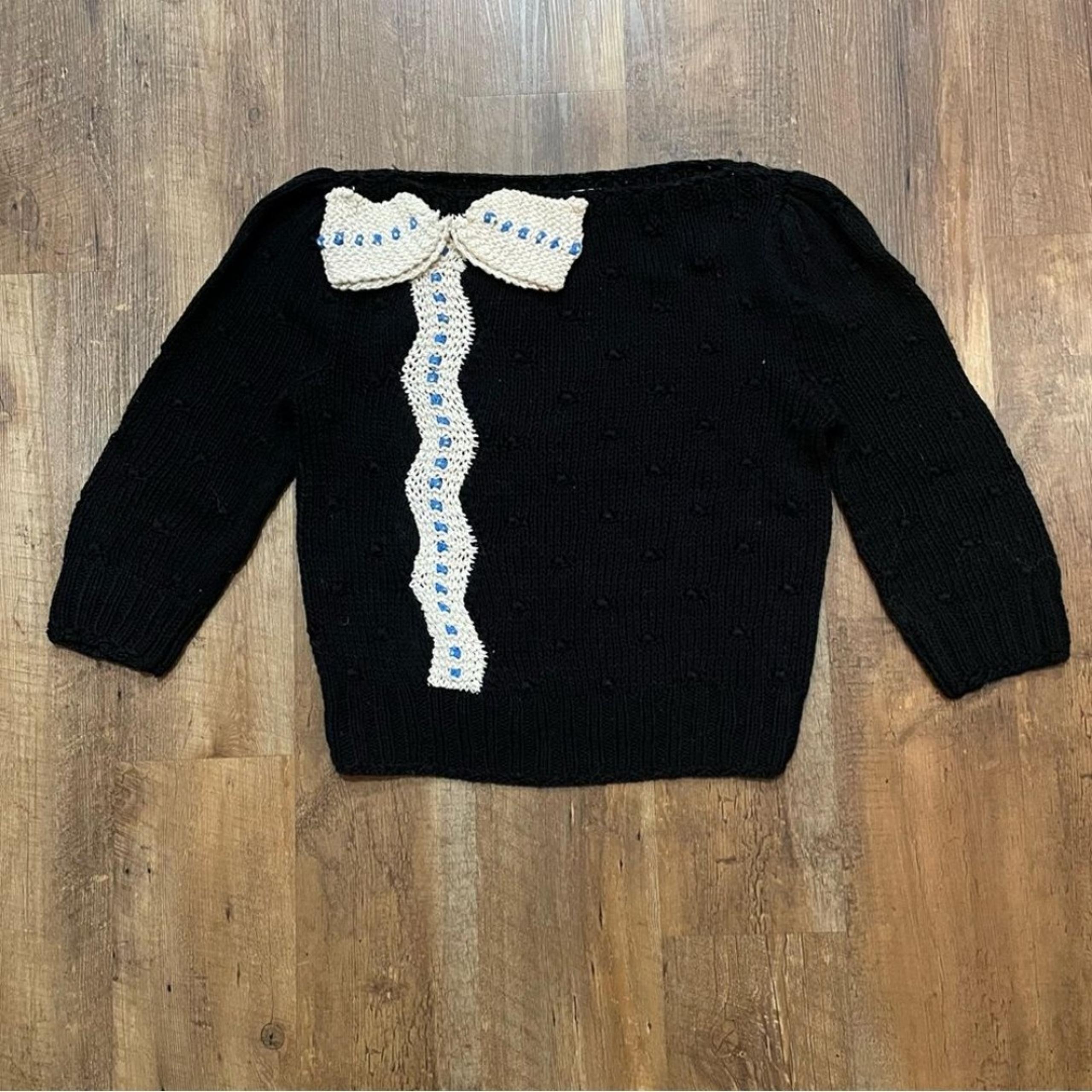 Carlisle Vintage Bow Women’s Knit Scoop Neck Sweater Size Medium