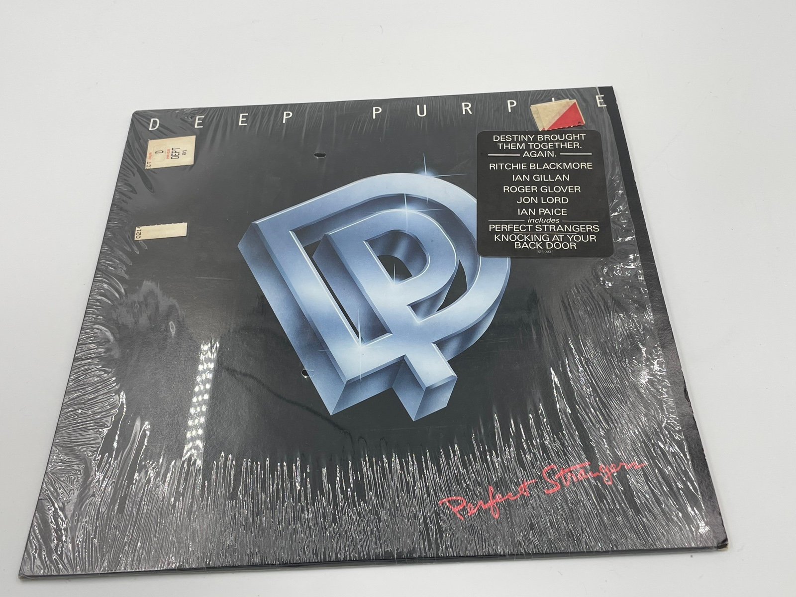 DEEP PURPLE Perfect Strangers SHRINK Sticker NM 1st Press w/Song Lyric Insert