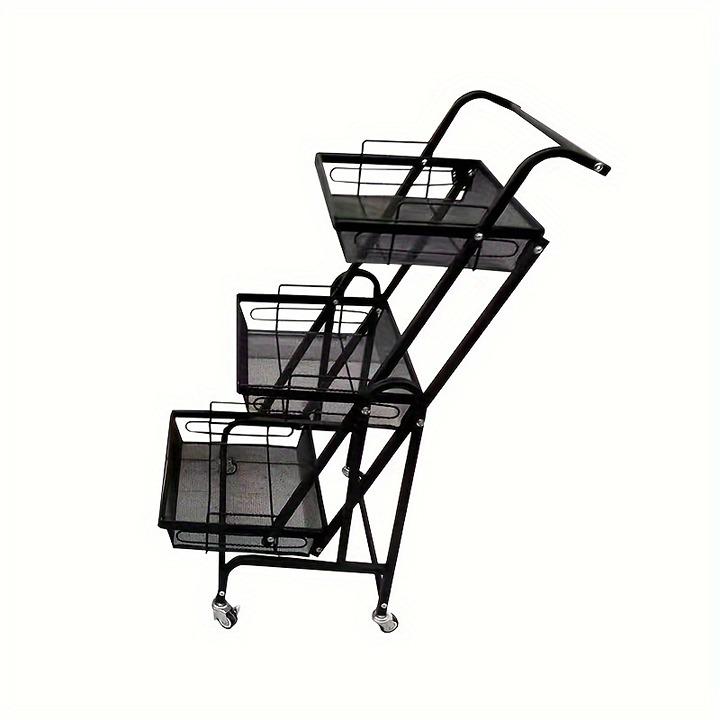 1pc Metal Trolley Shelf, Floor-standing Multi-layer Movable Storage Rack