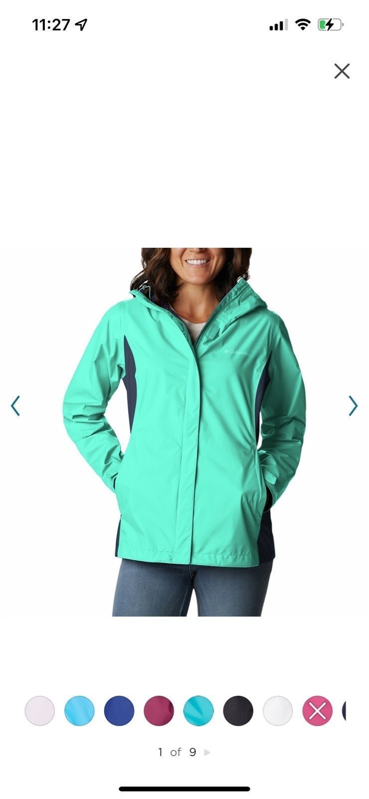 Columbia Arcadia II packable hooded jacket xl