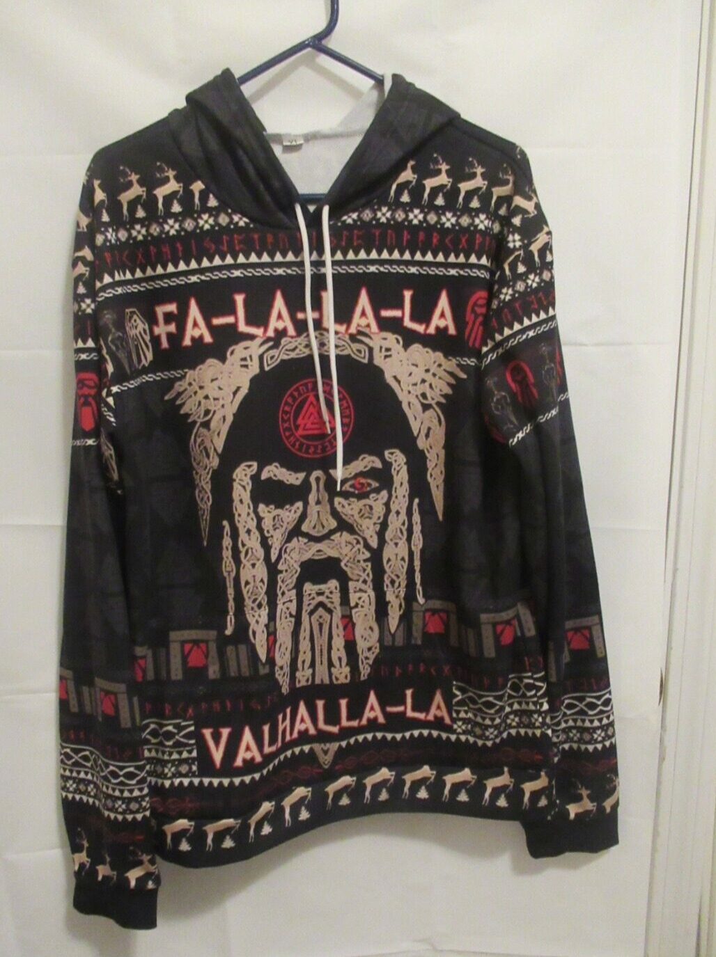 Viking Fa la la la Valhalla La Hoodie fair isle Christmas Sweater XL pullover