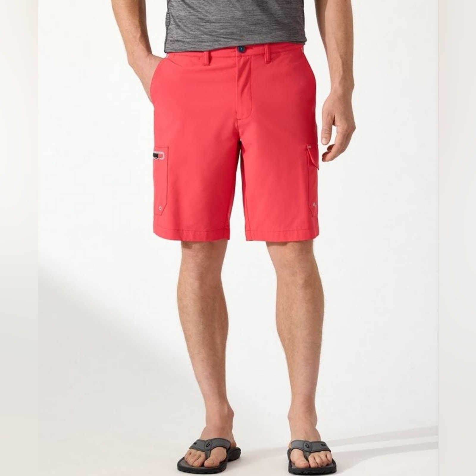 Tommy Bahama Island Zone Cargo Board Shorts Men's 32 Orange Summer Casual Swim