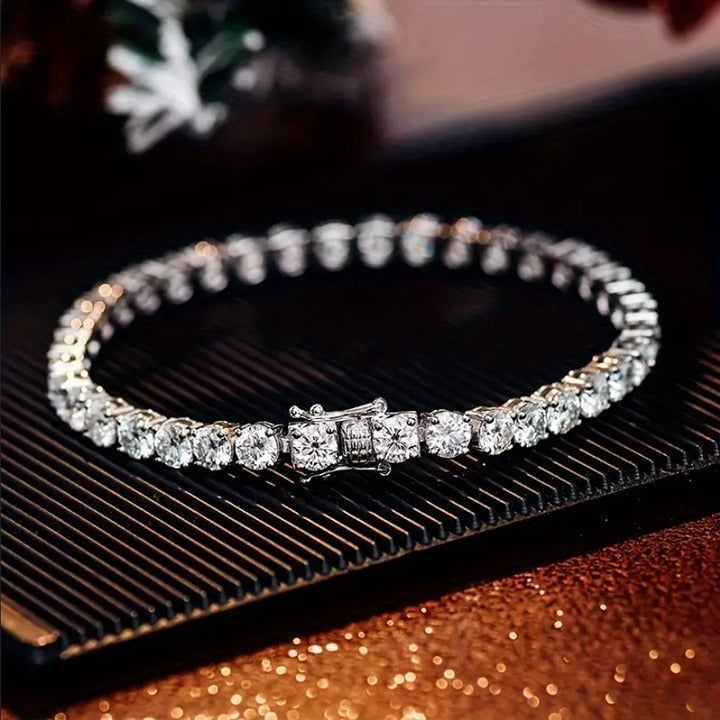 7 Womens Solid Silver 2ct Diamond Tennis Bracelet Ladies Authentic Jewelry NEW