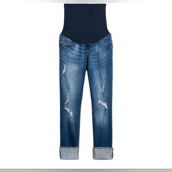 NWT 1822 DENIM Glen Maternity Distressed Cuffed Jean. Size 6
