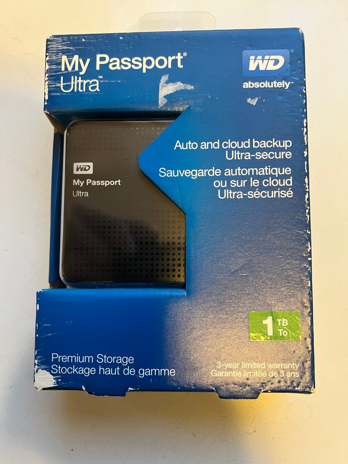 WD MY PASSPORT ULTRA PREMIUM STORAGE Blue 1 TB Model WDBGPU0010BBK NESN