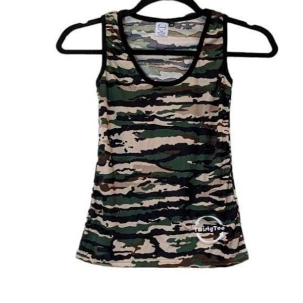 Twistytee Womens Size XS Multicolor Camouflage Sleeveless Scoop Neck Tank Top