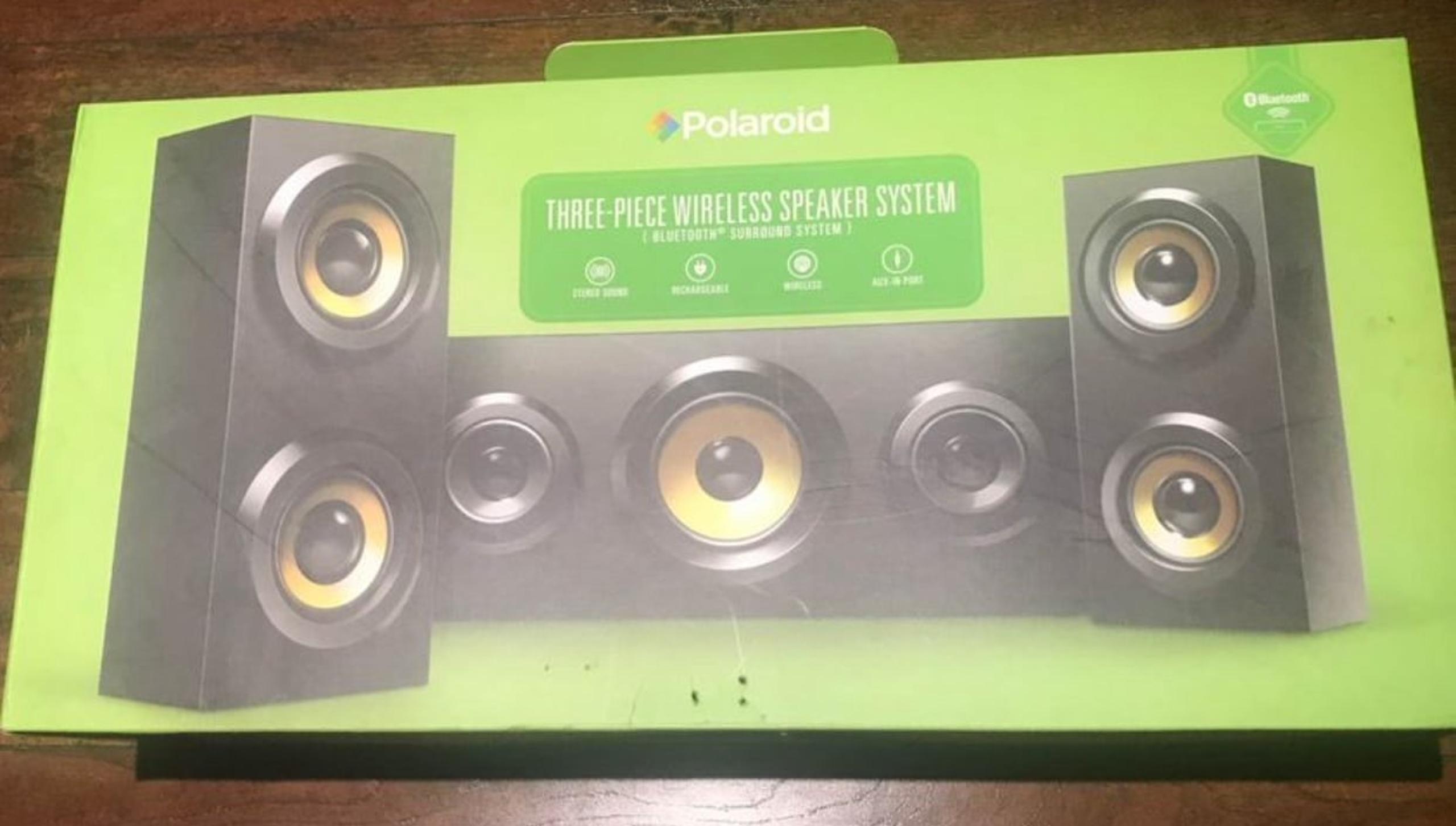 Polaroid 3 piece surround sound Bluetooth Wireless Speakers Surround system rech