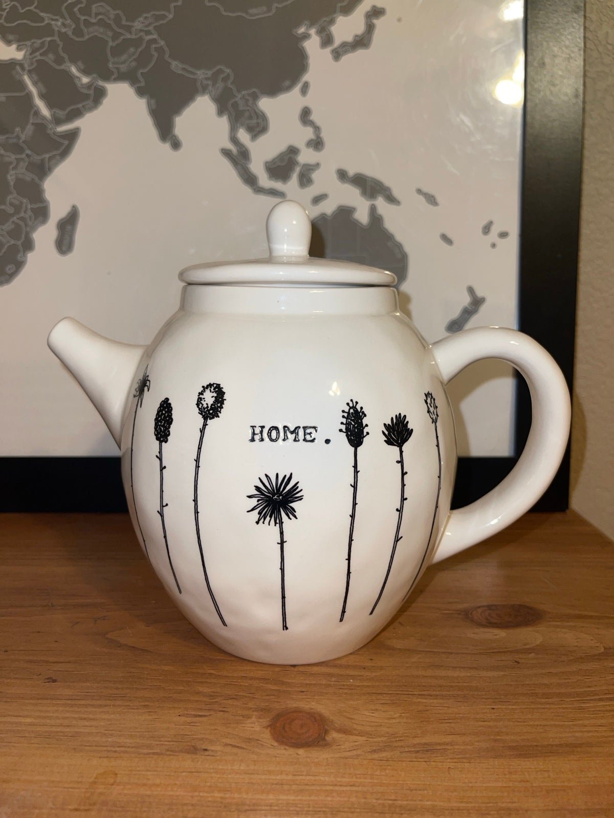 Rae Dunn homeline teapot m stamped