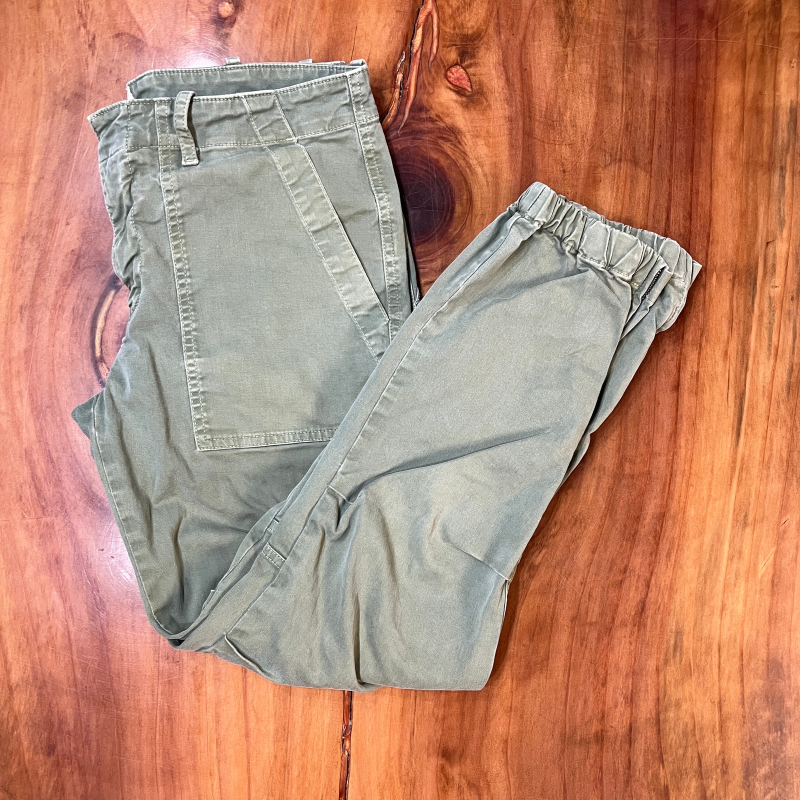 Nili Lotan Womens Pants 2 Pockets Cotton Green Military 80 NL 111/88 Low I4-2